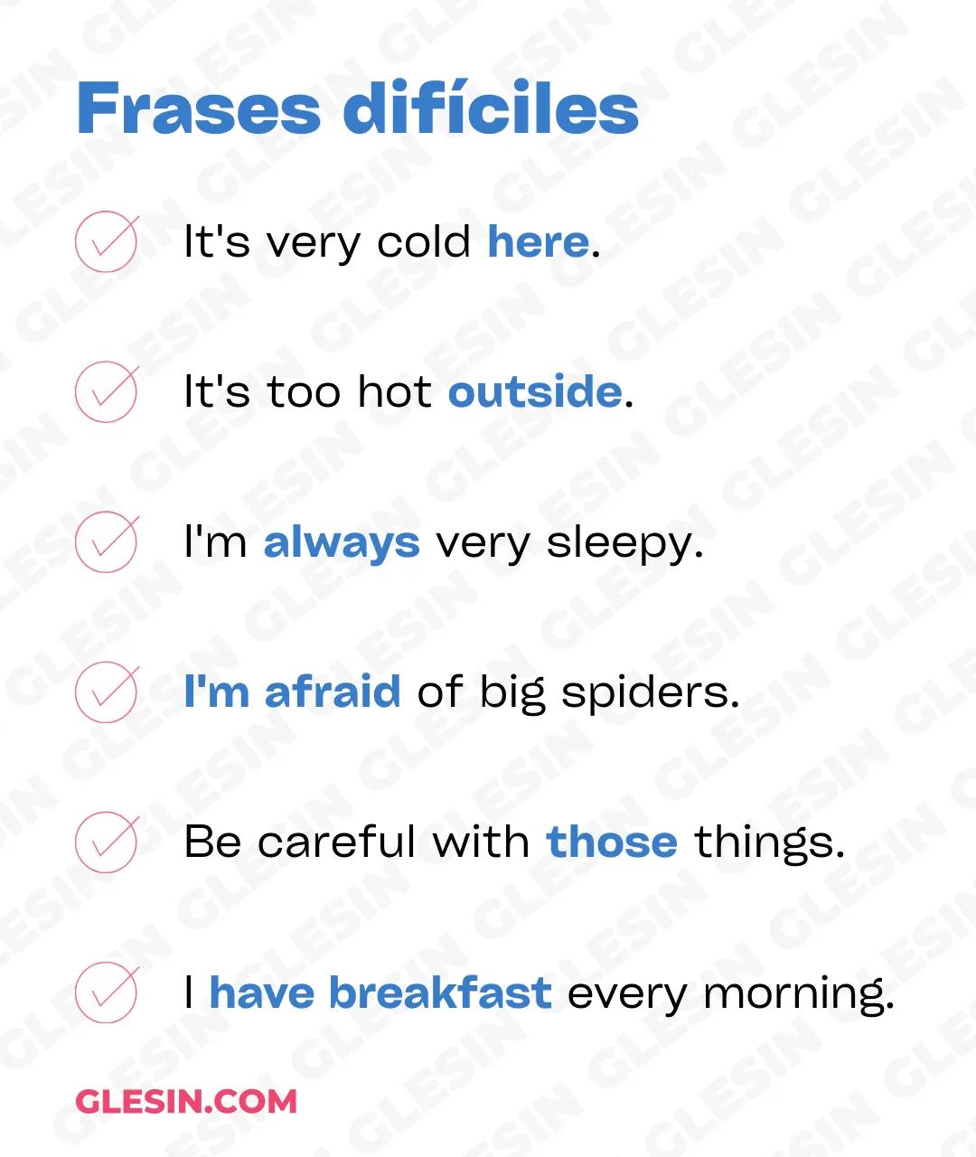 Frases dificiles · Clases de inglés intensivo